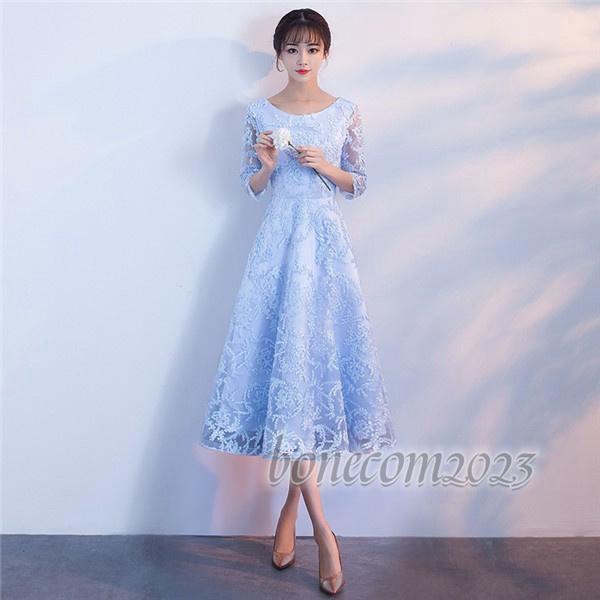 ロングドレス袖付き演奏会母親結婚式ワンピースドレス大人ピアノ発表会ドレス大人演奏会用ドレスロングドレスパーティードレス二次会結婚式_3