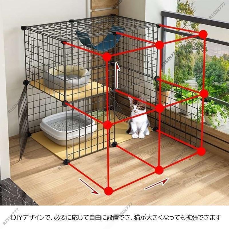 猫用ケージ キャットケージ 大型 組立式 ペット用品 2列~3列 収納 多頭飼い 取付簡単 猫用品 多層 家庭用 屋内 ケージ飼い 小猫 仔猫 ネコ_2