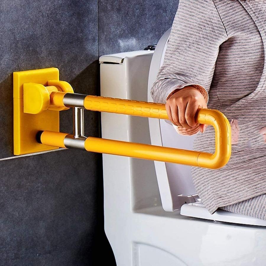 立ち上がり補助手すりトイレ手すり65cm75cmシャワーハンドル手すり90度折りたたみ可能壁取り付けアシストバー錦滑り止めステンレス鋼浴室手すりシャワ_5