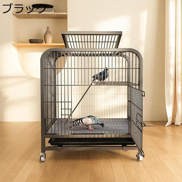 鳥かご 金属 大型 白色 60×45×66cm オカメ インコ 文鳥 鳩 鳥籠  車輪付き 鳥ケージ 複数飼い 観賞用 繁殖用 屋内/屋外用の画像