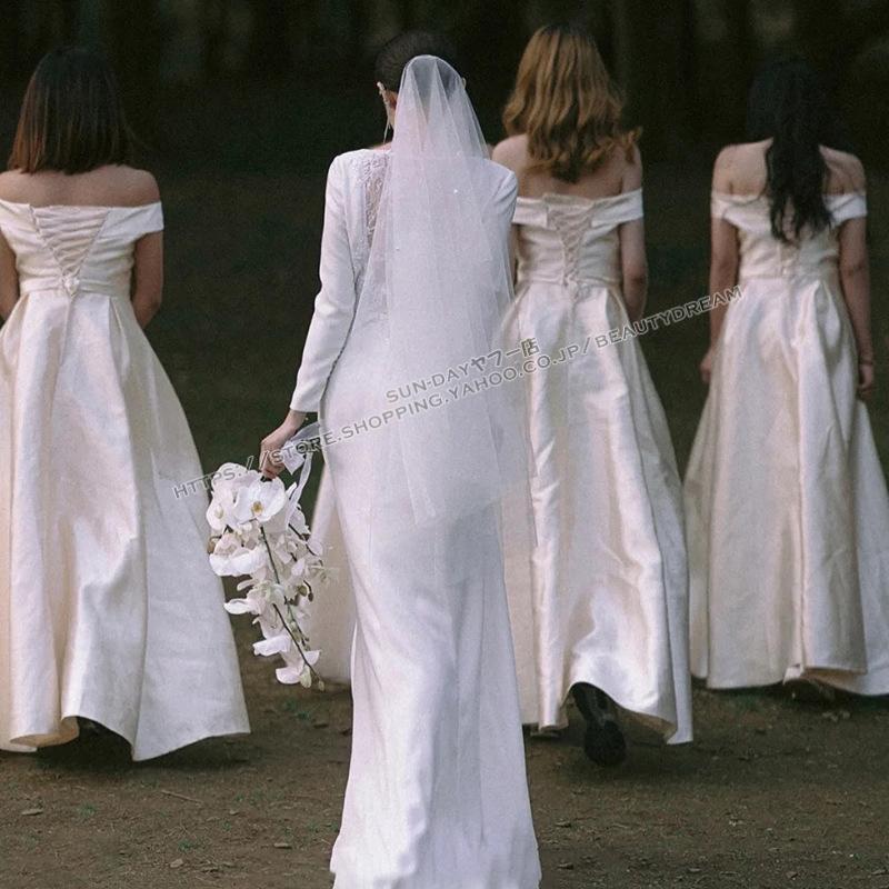 ウェディングドレス エンパイアライン 長袖ドレス 花嫁ロングドレス フォーマル 結婚式 ワンピース 二次会 エレガントなデザインで魅力的な花嫁を演出