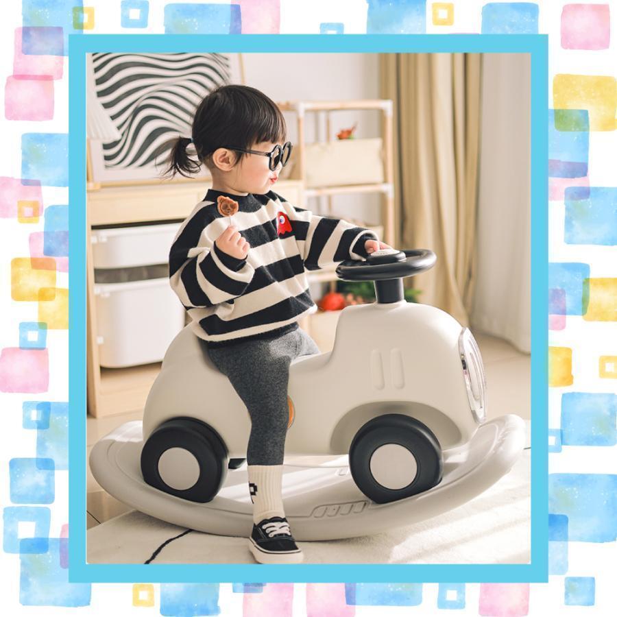 木馬乗用玩具車乗り物おもちゃ3in1キッズ子供用バランスボード足けり室内遊具誕生日女の子男の子プレゼントギフト(car-mokuba)おしゃれ