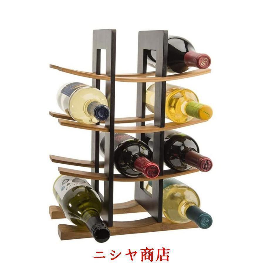 竹製ワインラック 4層ワインボトルスタンド  おしゃれなレトロデザイン ワインの収納に最適な竹製のボトルラック_1