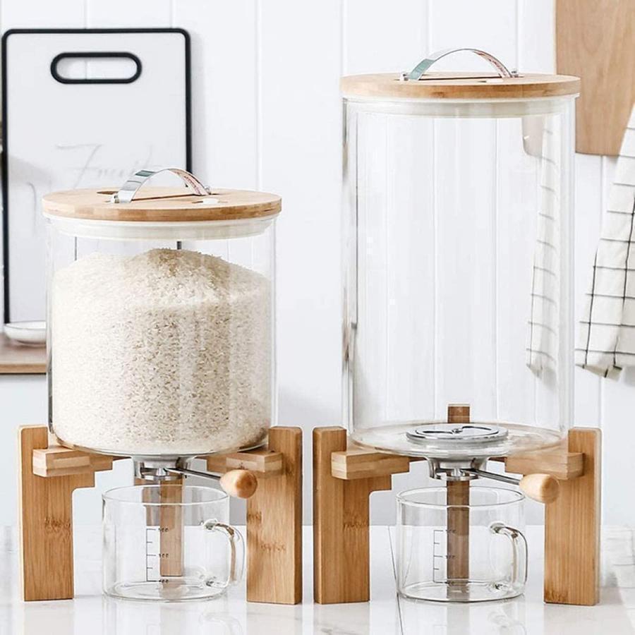 ふた付き収納ジャーガラス気密収納容器キッチン収納５Ｌ／８Ｌシリアルディスペンサー収納ジャーセットで見せる保存すっきり整理取り出しもラクに_2