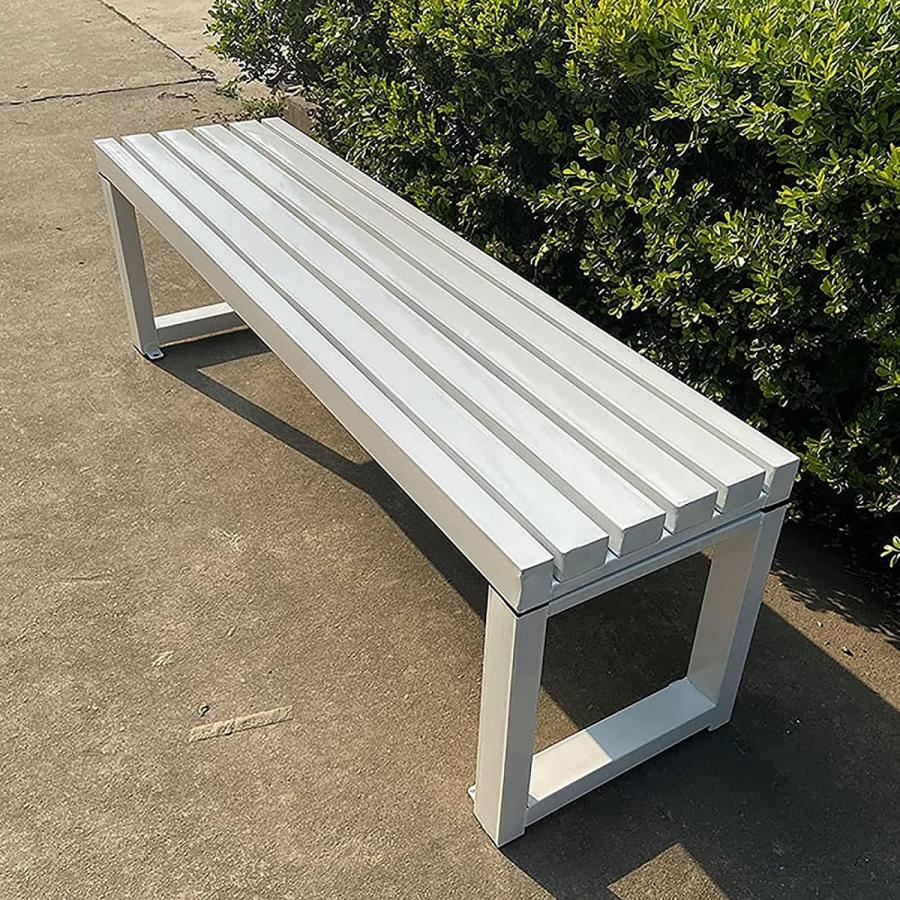ガーデンベンチ 木製 防食 無垢材 １００?１８０ｃｍ 公園風の外空間を自宅に スチール脚で安定 耐荷重も安心 アウトドアベンチ_28