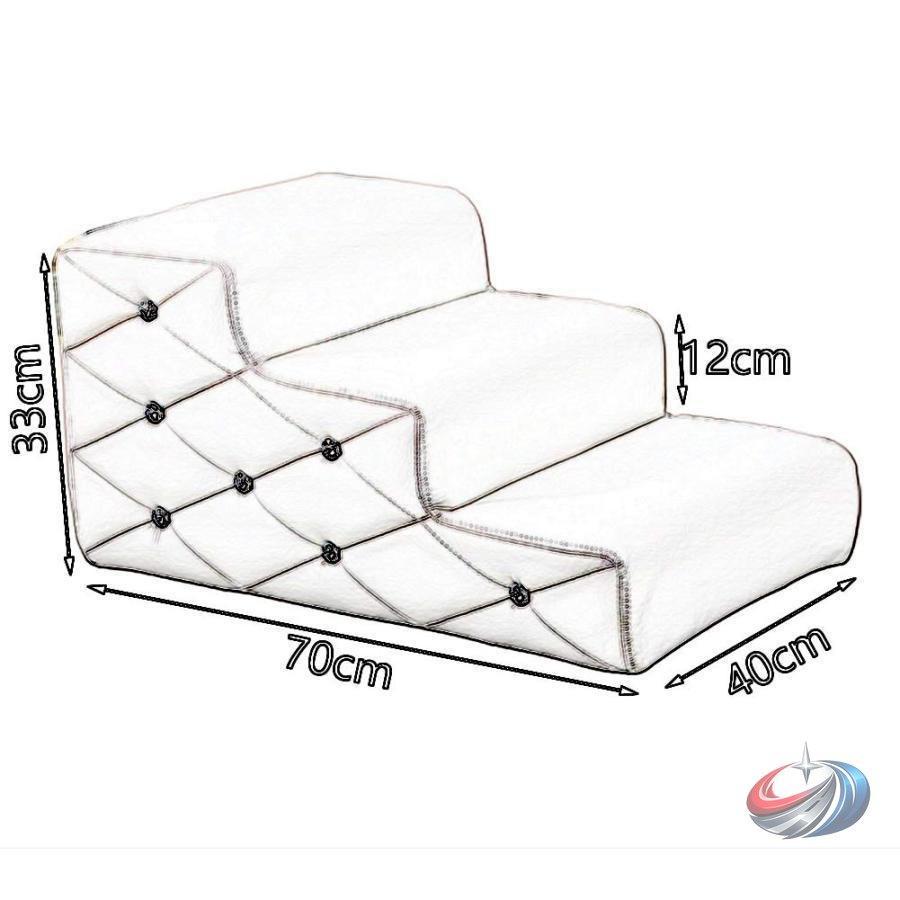 ペットステップ 3段 犬猫用 階段 ソファ/高いベッド用 PUレザー 40×70×33cm 白 おしゃれで滑りにくい 乗り降りサポートで関節負担を軽減_2
