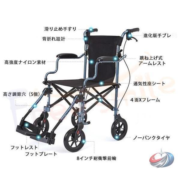 折りたたみ車椅子 介助式 超軽量 コンパクト 省スペース 室内用 旅行 外出 機内持ち込み表記あり サビに強い素材表記あり_10