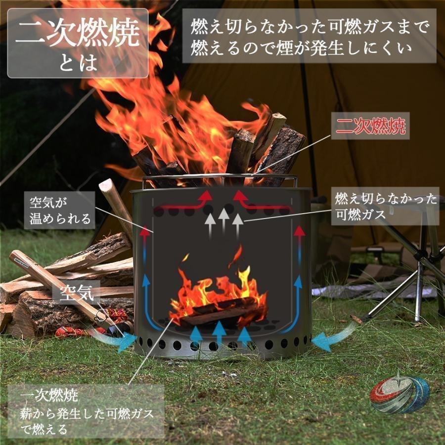 二次燃焼 焚き火台 大型 薪ストーブ風 キャンプ用品 アウトドア 火力