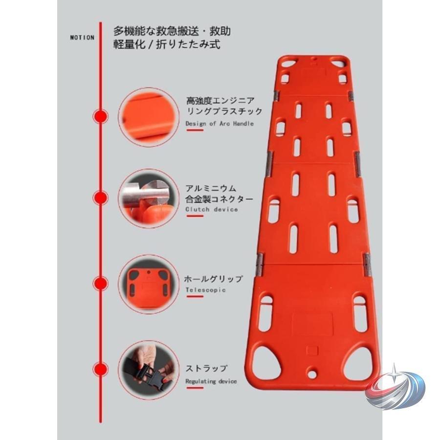 折りたたみ担架 X線透過 PE素材 軽量ストレッチャー  2つ折り 水難救援・災害搬送に 搬送しやすく現場対応力を高める救助用品の画像