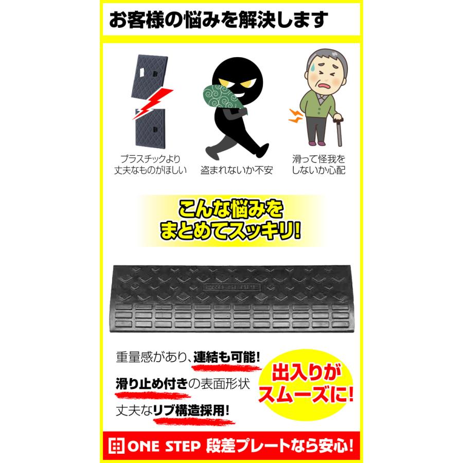 段差プレート 10cm 段差スロープ 幅90cm 高さ10cm用 滑り止め ゴム製 段差 スロープ ゴム 車 プレート 段差解消スロープ 駐車場 カースロープ 2個｜oruburu-store｜04