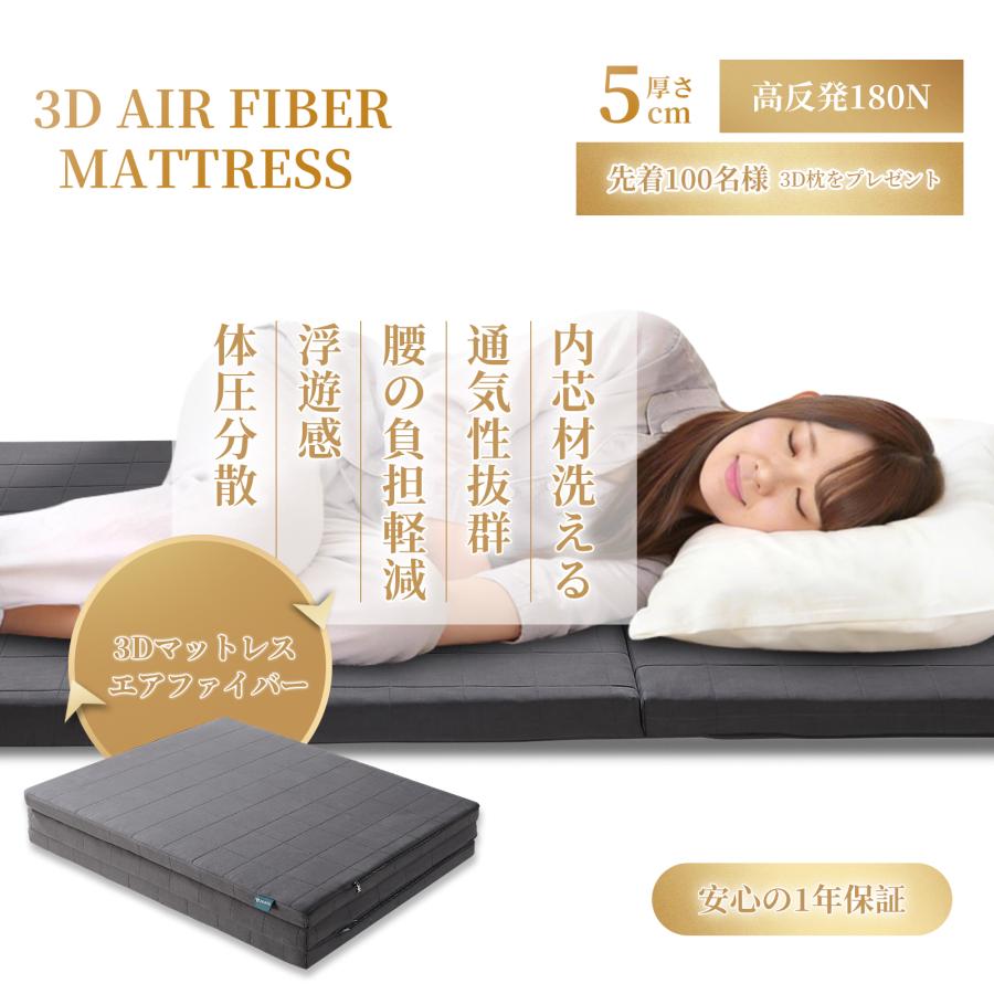 johnlife マットレス 体圧分散 腰痛 三つ折り シングル 3dマットレス