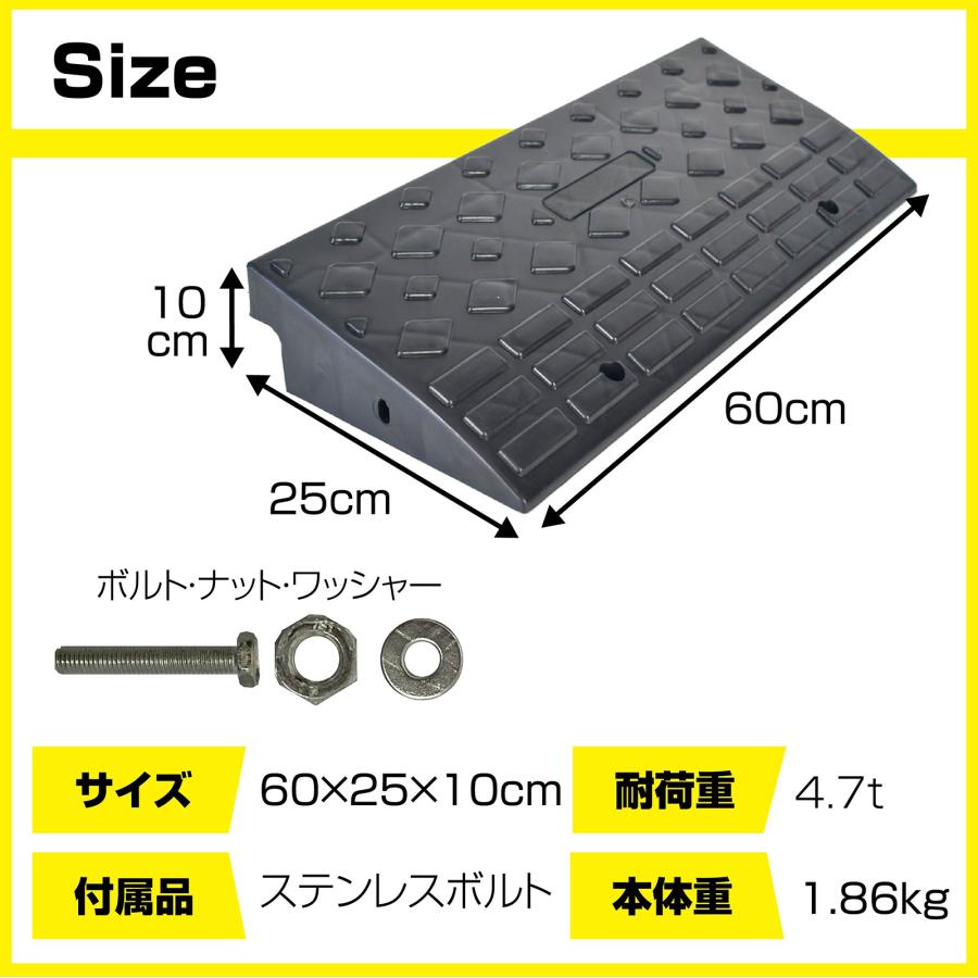 Onestep 段差プレート 10cm 段差スロープ 幅60cm プラスチック製 軽量  