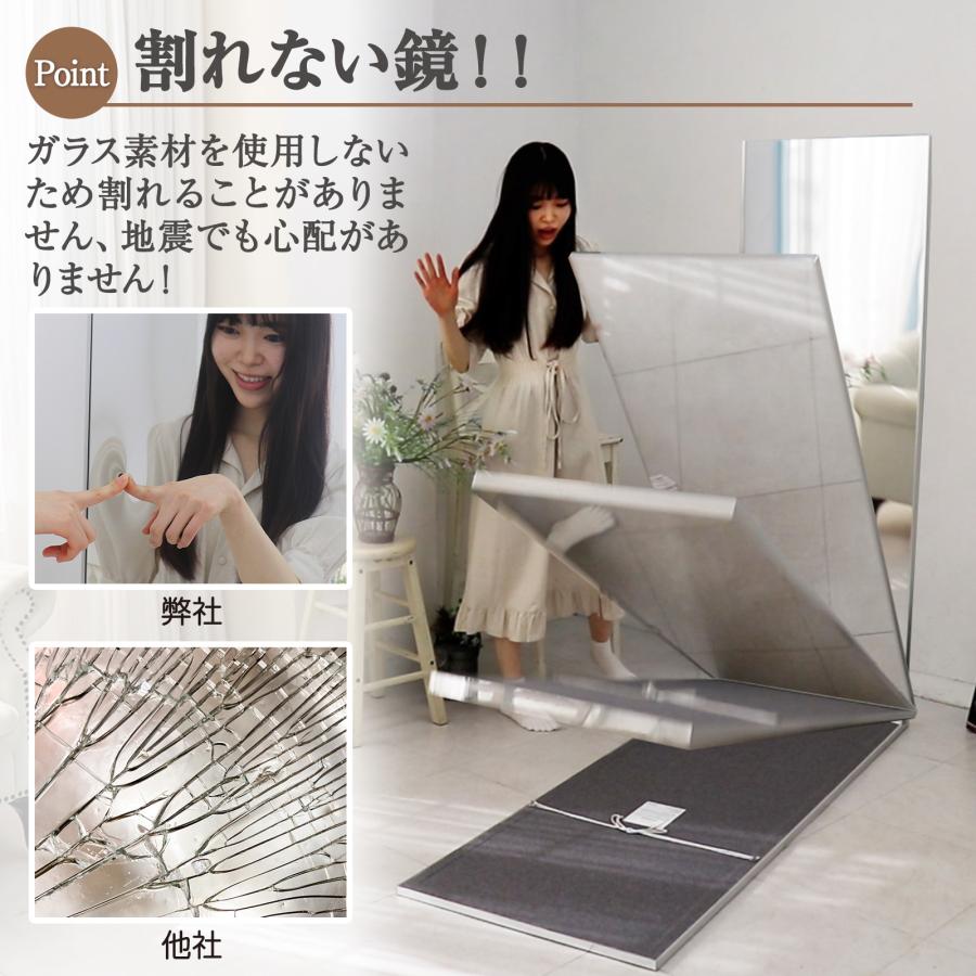 【5月1日〜先着100名様1000円クーポあり】ダンスミラー 割れない鏡 幅100cm 姿見 大型 軽量 折りたたみ われない鏡 大きい 軽量 持ち運び フィルムミラー｜oruburu-store｜03