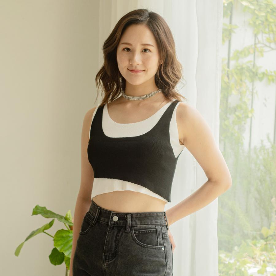 フェイクツーピースキャミソール 韓国ファッション 重ね着風 １０代 ショート丈 キャミソール Kc 0010 オルチャンガールヤフー店 通販 Yahoo ショッピング