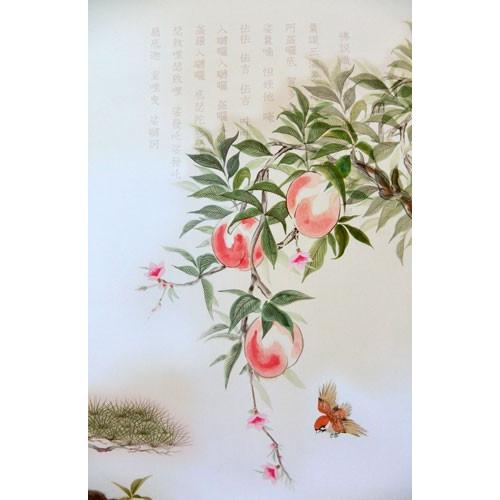 掛軸　開運消災三桃図 園原遊水(掛け軸　尺五立)【受注製作品 【卿】 通常10日前後】