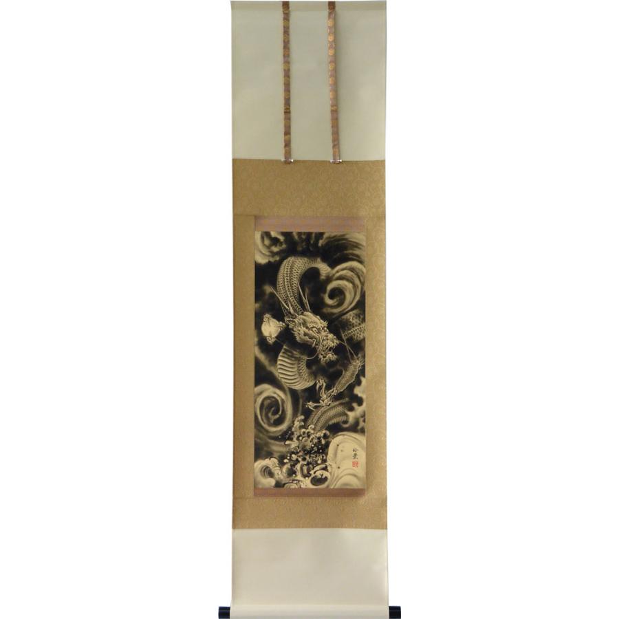 掛軸 開運金龍 今井玲豊画(掛け軸 八寸アンドン）幅36.5cm×丈143cm