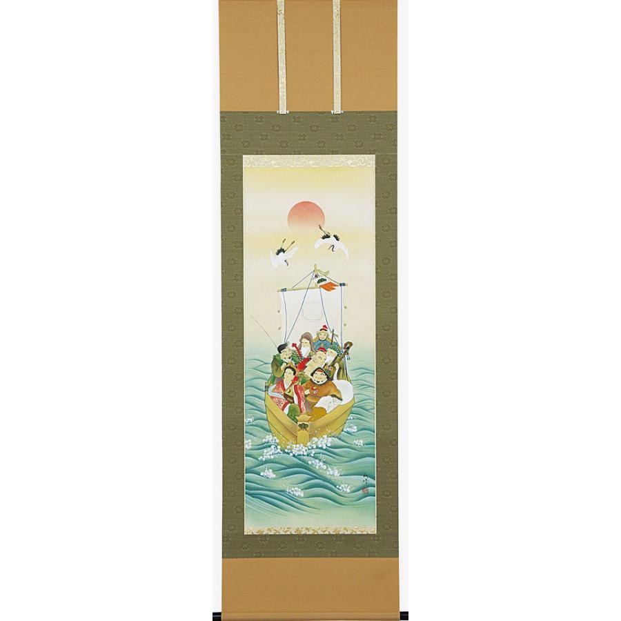 掛軸 七福神 柳原秋峰画(掛け軸 尺五立） 掛け軸-楽器、手芸、コレクション-美術、工芸品