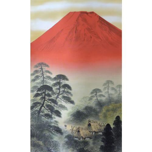 掛軸 赤富士山水 長柄宗則(掛け軸 尺五立) 幅54.5cm×丈189.5cmの画像