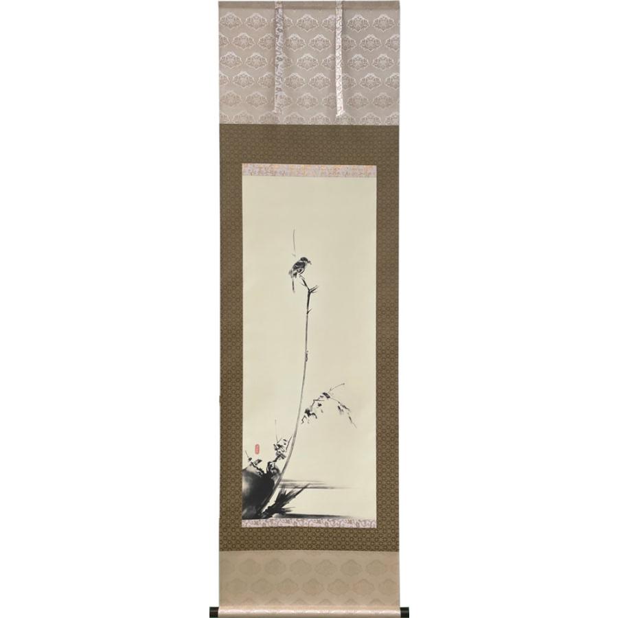 掛軸 宮本武蔵 複製画（枯木にもず）(掛け軸 尺五立 紙箱入)幅
