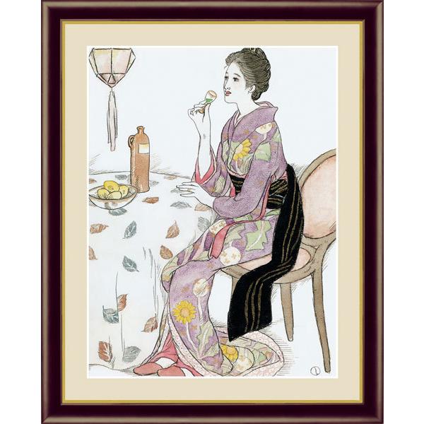 竹久夢二　青い酒　F6