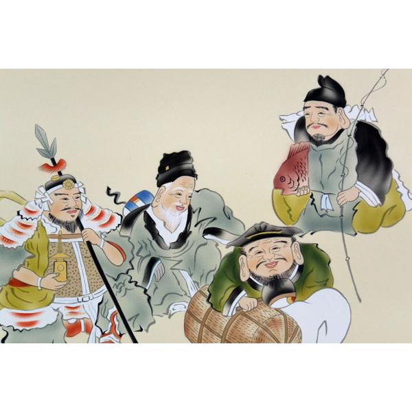 欄間額 扁額 横額 七福神 肉筆 江川香夕画 4.0尺 縦47.3cm×横 欄間額 扁額 横額 七福神 肉筆 江川香夕画 4.0尺 縦47.3cm×横