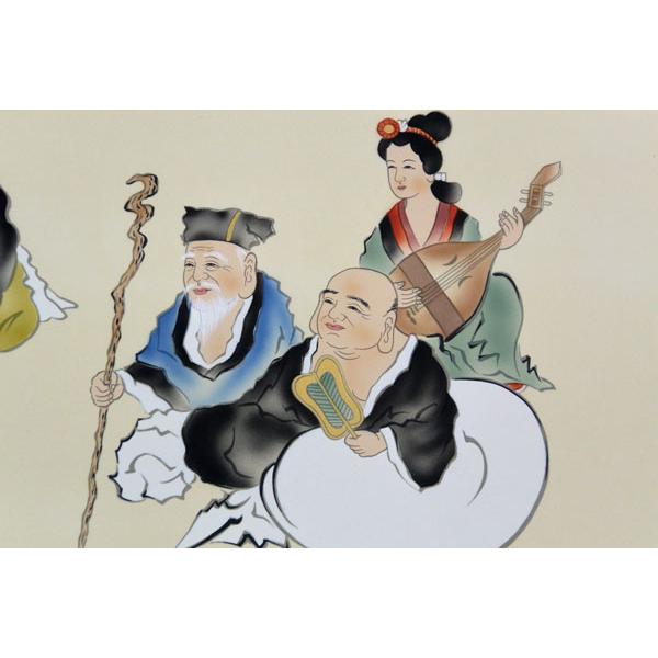 欄間額 扁額 横額 七福神 肉筆 江川香夕画 4.0尺 縦47.3cm×横 欄間額 扁額 横額 七福神 肉筆 江川香夕画 4.0尺 縦47.3cm×横