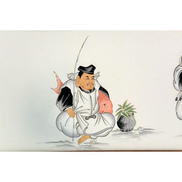 欄間額 扁額 横額 二福神 肉筆 中野京香画 ４尺額　縦47.3cm×横123.8cm_1