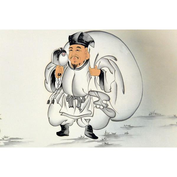 欄間額 扁額 横額 二福神 肉筆 中野京香画 ４尺額　縦47.3cm×横123.8cm_2