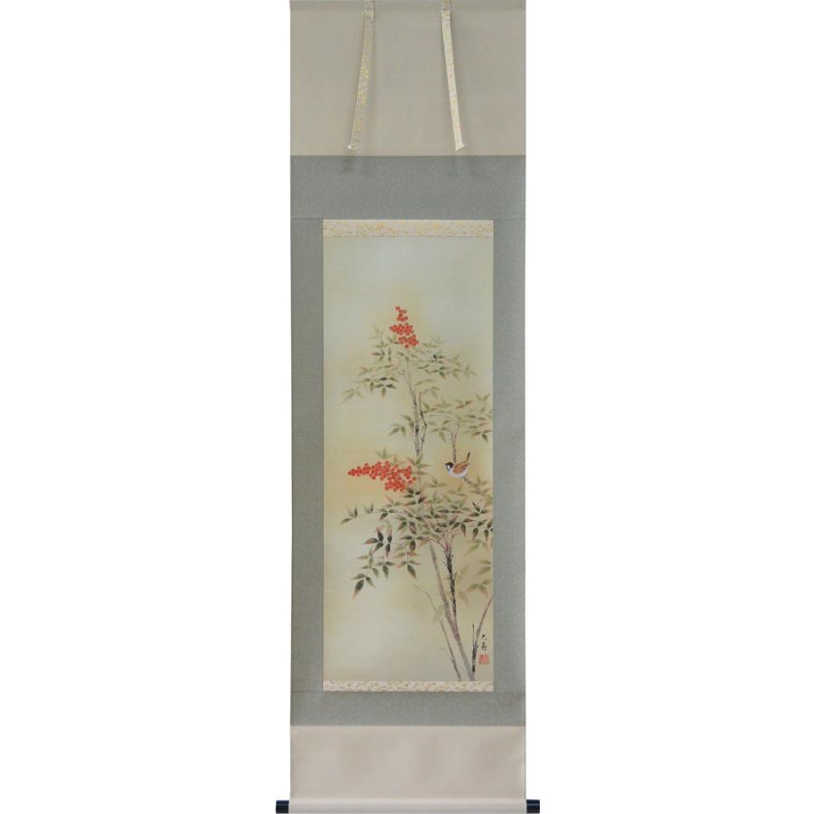 掛軸　南天　石田大寿作(掛け軸　尺三立)幅48.5cm×丈170cm