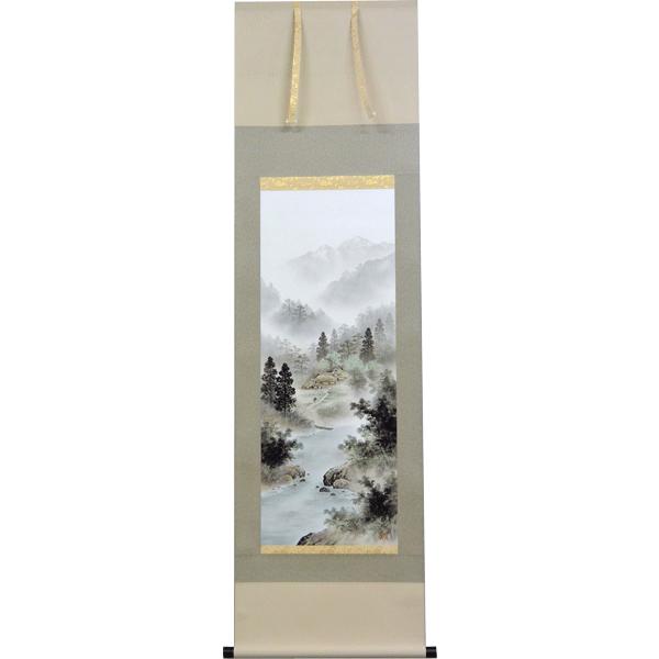 掛軸　彩色山水　太田瑛弥作(掛け軸　尺三立)幅48.5cm×丈170cm