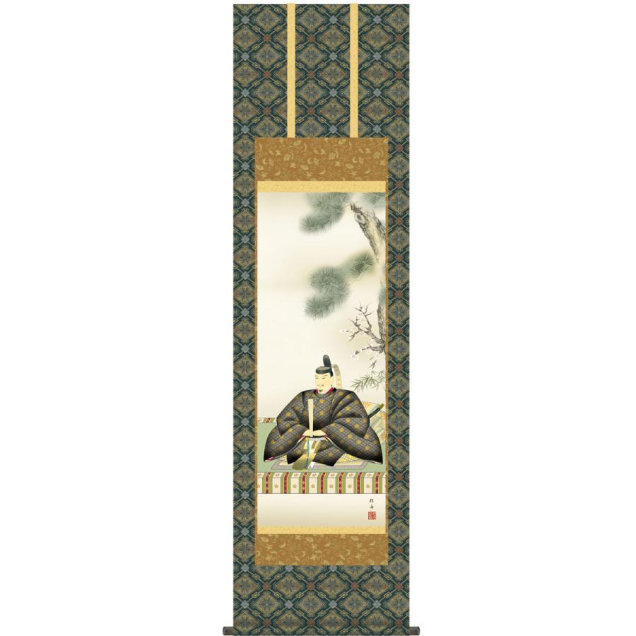 掛け軸 天神 長江桂舟 尺三立 洛彩緞子 最高級二重筋廻仕様【受注製作品 通常10日前後】