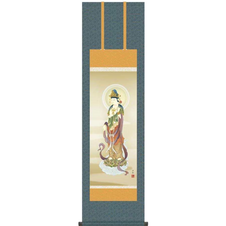 掛け軸 雲上観音 小野洋舟 尺三立