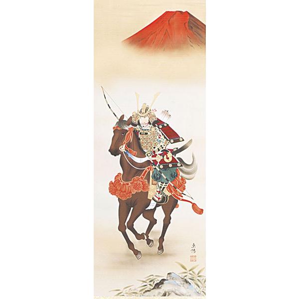 掛軸 武者 河村東陽作(掛け軸 尺五立)幅54.5cm×丈190cmの画像