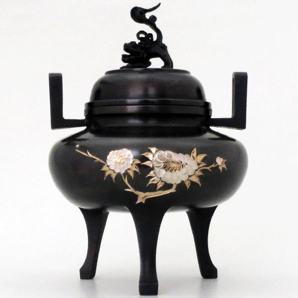 銅製利休型獅子蓋牡丹彫金香炉 : 大瑠堂 - 通販 - Yahoo