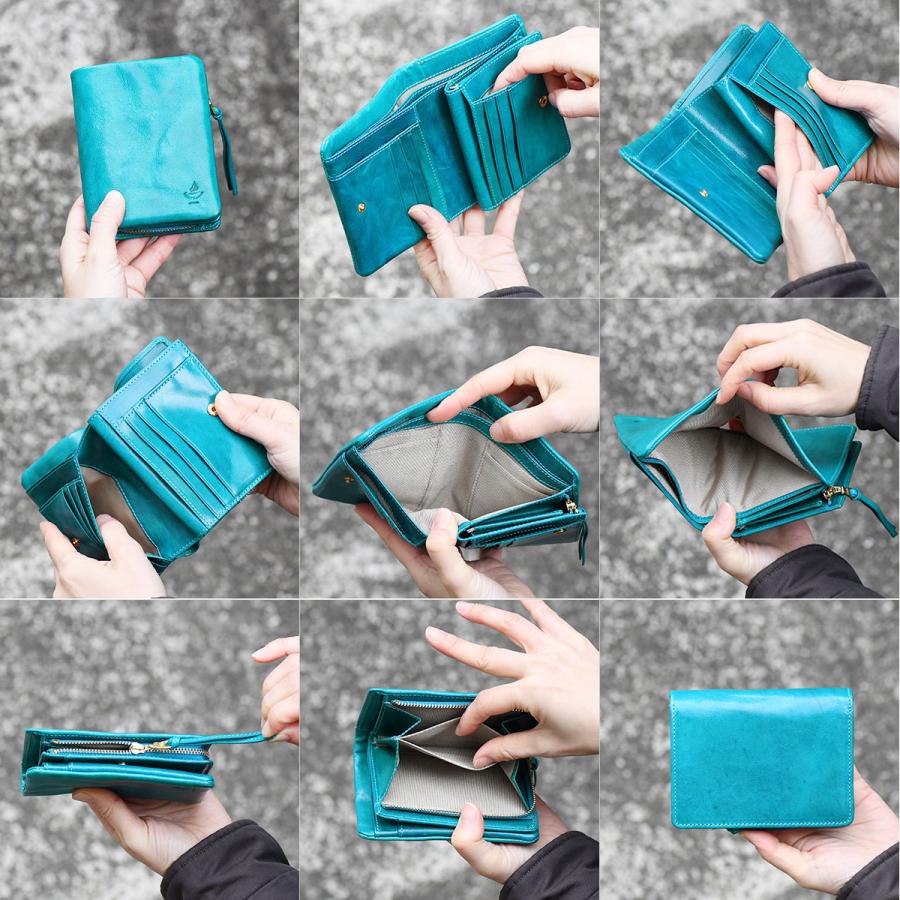 財布 レディース 二つ折り 縦型 縦長 ミドルウォレット BAGGY PORT バギーポート 本革 牛革 袋縫い 大容量