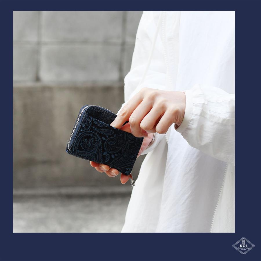 【オーダーメイド】姫路レザー　手染め　ボックス型ケース　手縫い　キャンモア BAGGY PORT（バギーポート） コインケース ラウンドファスナー 藍染