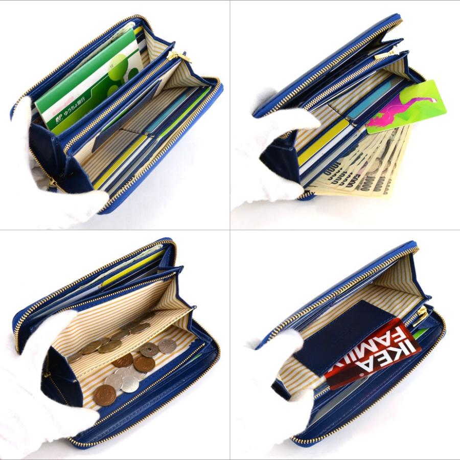 長財布 ラウンドファスナー 大容量 猫 型押しレザー 本革 レディース