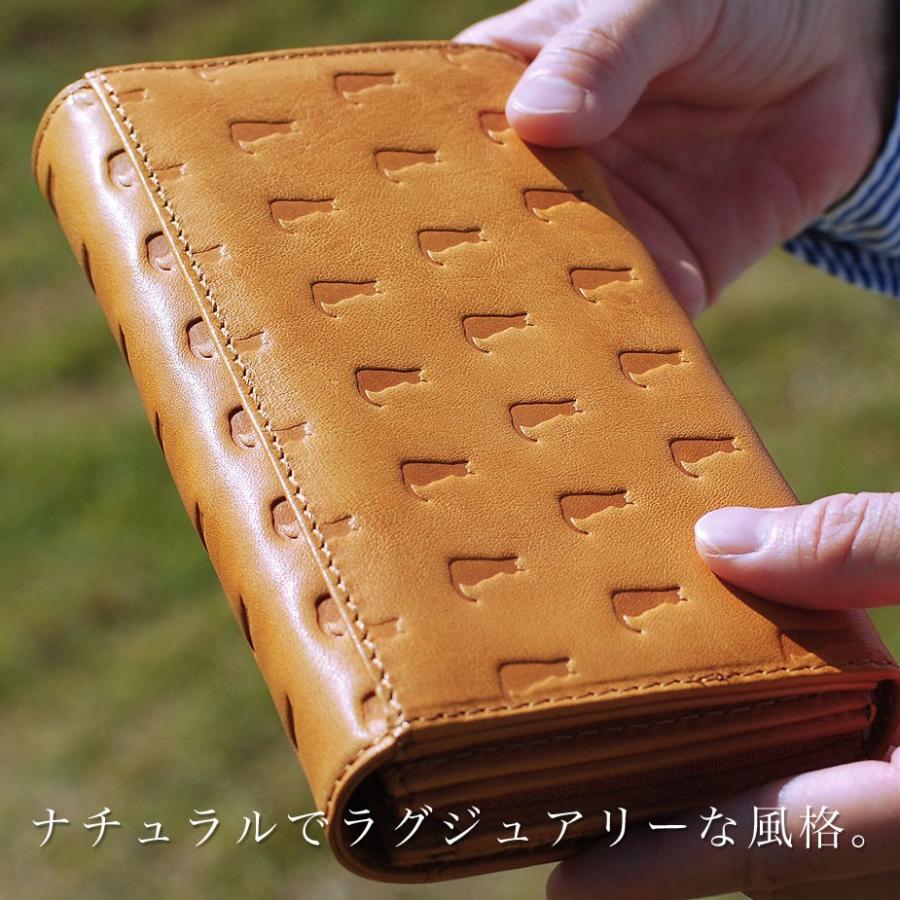 長財布 かぶせ 大容量 猫 型押しレザー 本革 レディース Cuirdeson