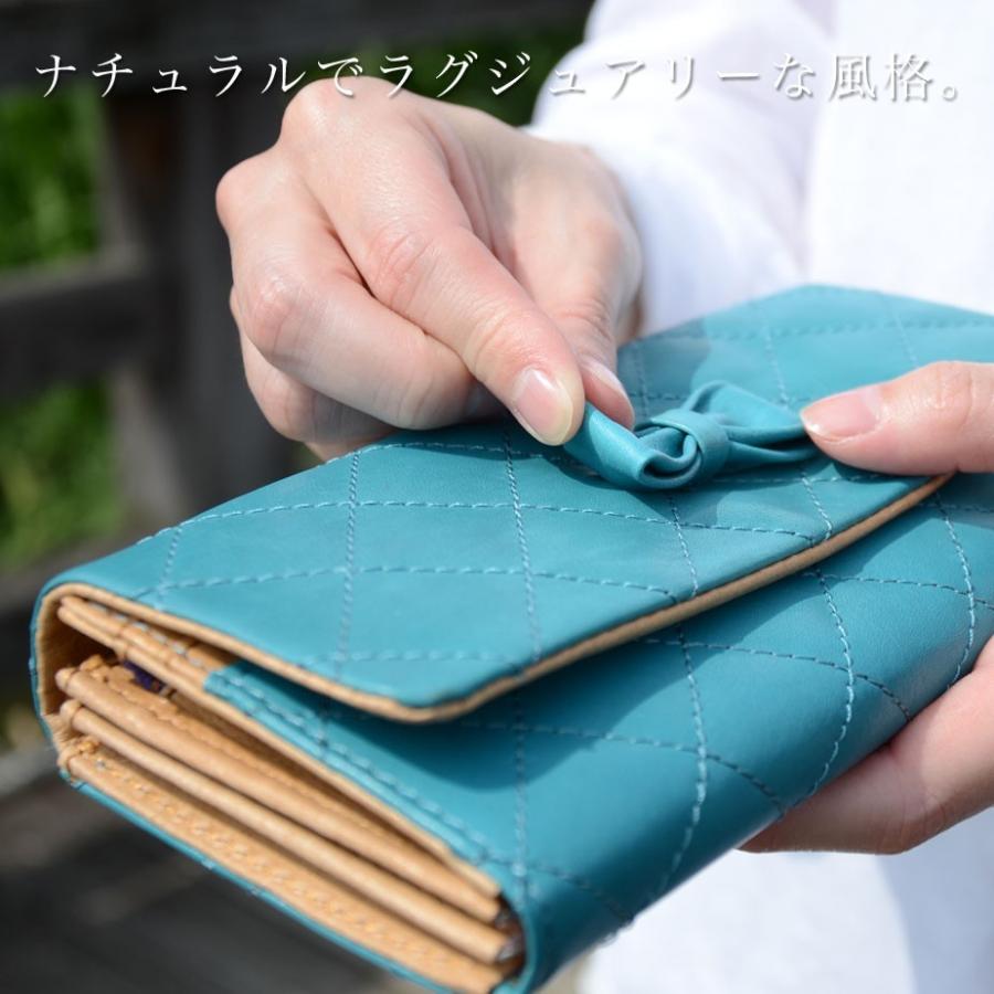 長財布 リボンキルティング 本革 レディース 財布 Cuirdeson かぶせ