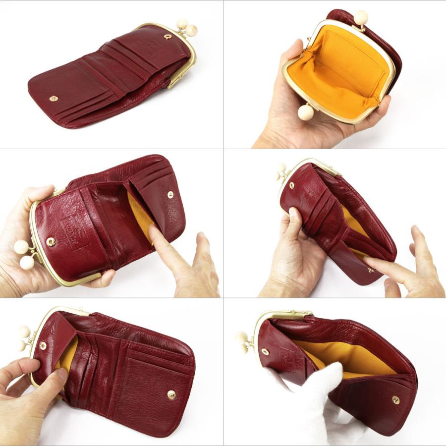 Folna がま口財布 二つ折り財布 コンパクト 木玉 日本製 レディース 本