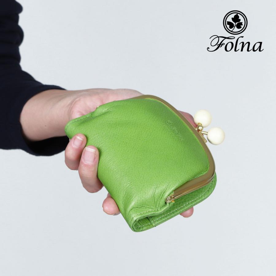 Folna がま口財布 二つ折り財布 コンパクト 木玉 日本製 レディース 本