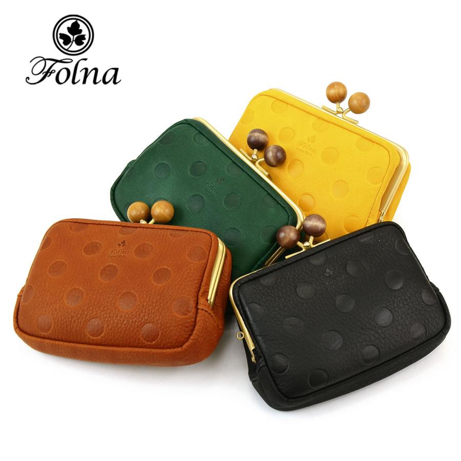 ミニ財布 コンパクトウォレット ウッドボール Folna 2993902 フォルナ  がまぐち財布 親子がまぐち 水玉 ドット 型押し 牛革 本革 日本製 メイドインジャパン レディース Folna ミニ財布 コンパクトウォレット ウッドボール がまぐち財布 親子