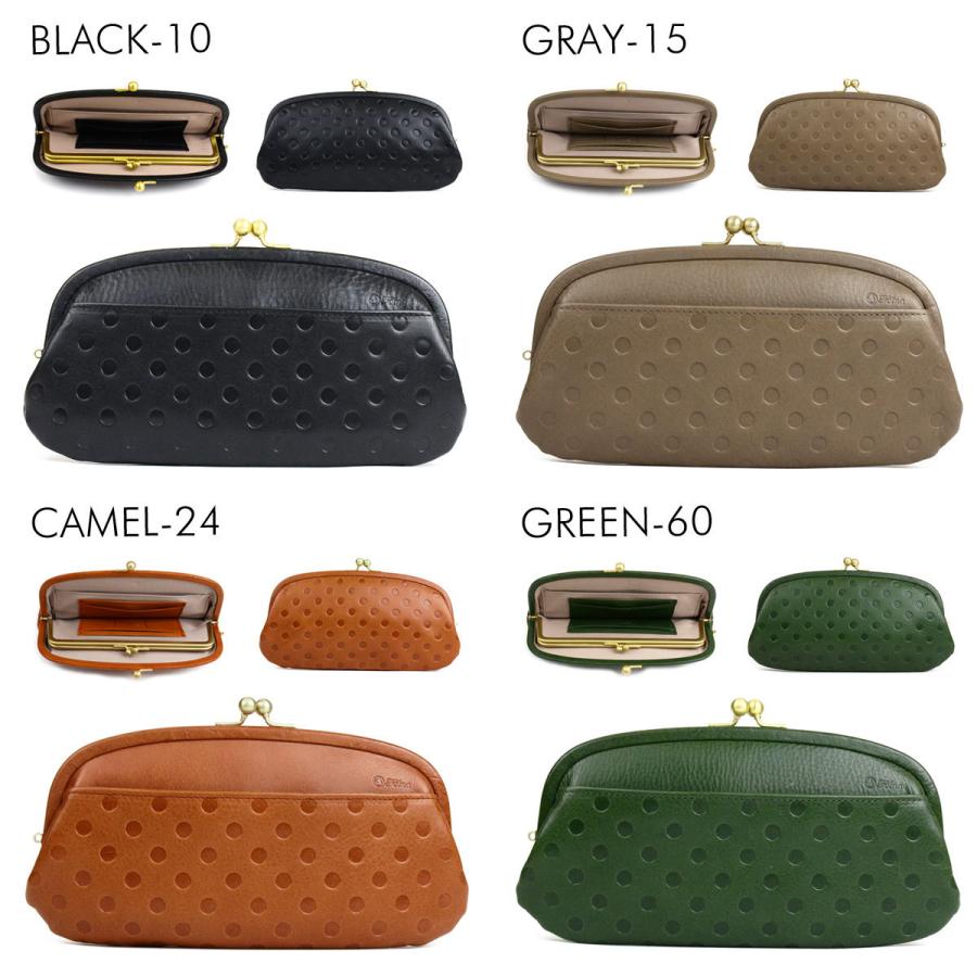Folna 長財布 がま口財布 親子がま口 水玉 型押しヌメ革 革巻き Folna 長財布 がま口財布 親子がま口 水玉 型押しヌメ革 革巻き