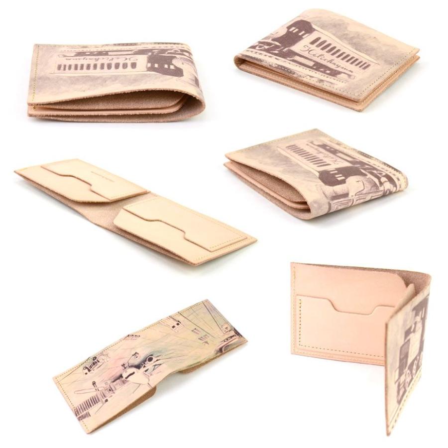 メンズ 二つ折り財布 本革製 牛革 札入れ 手描きペイント