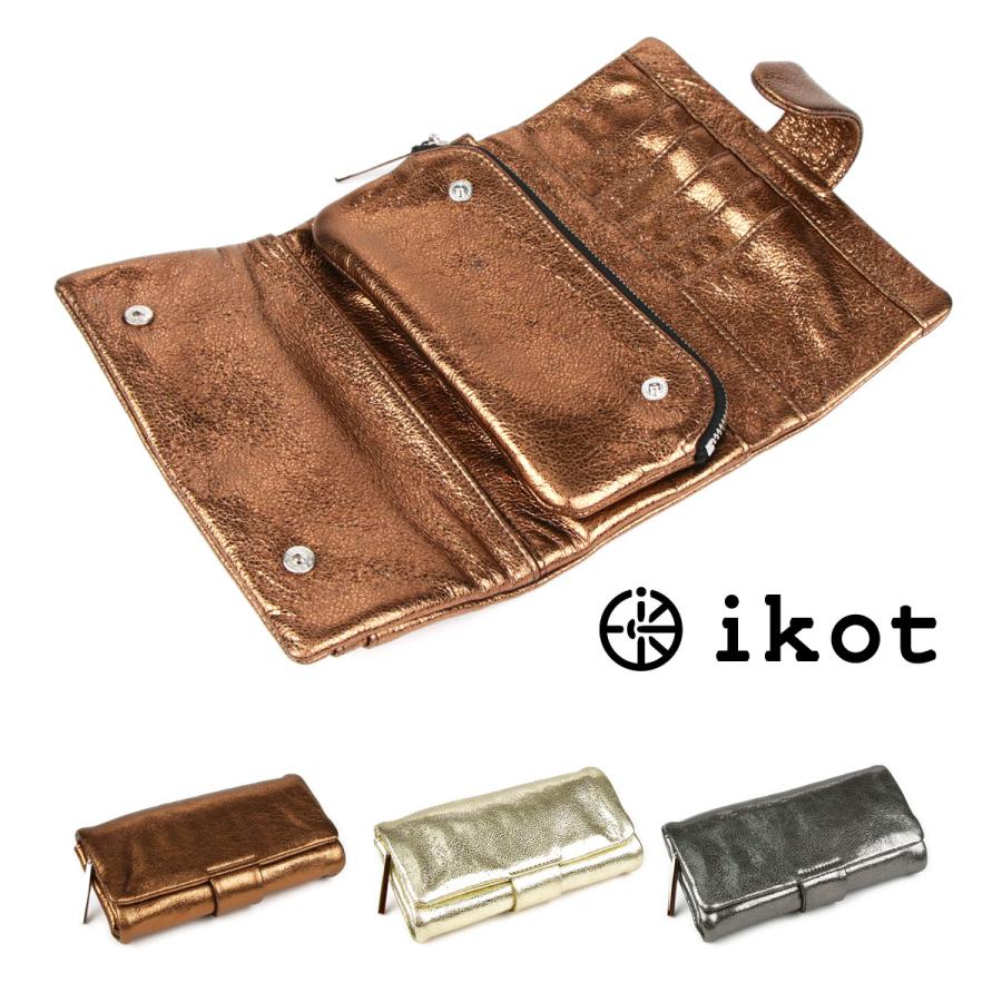 長財布 三つ折リ財布 ソフトレザー 箔レザー 牛革 ハーフウォレット 本革 ikot イコット Treasure ユニセックス 長財布 三つ折リ財布 ソフトレザー 箔レザー 牛革 ハーフウォレット 本