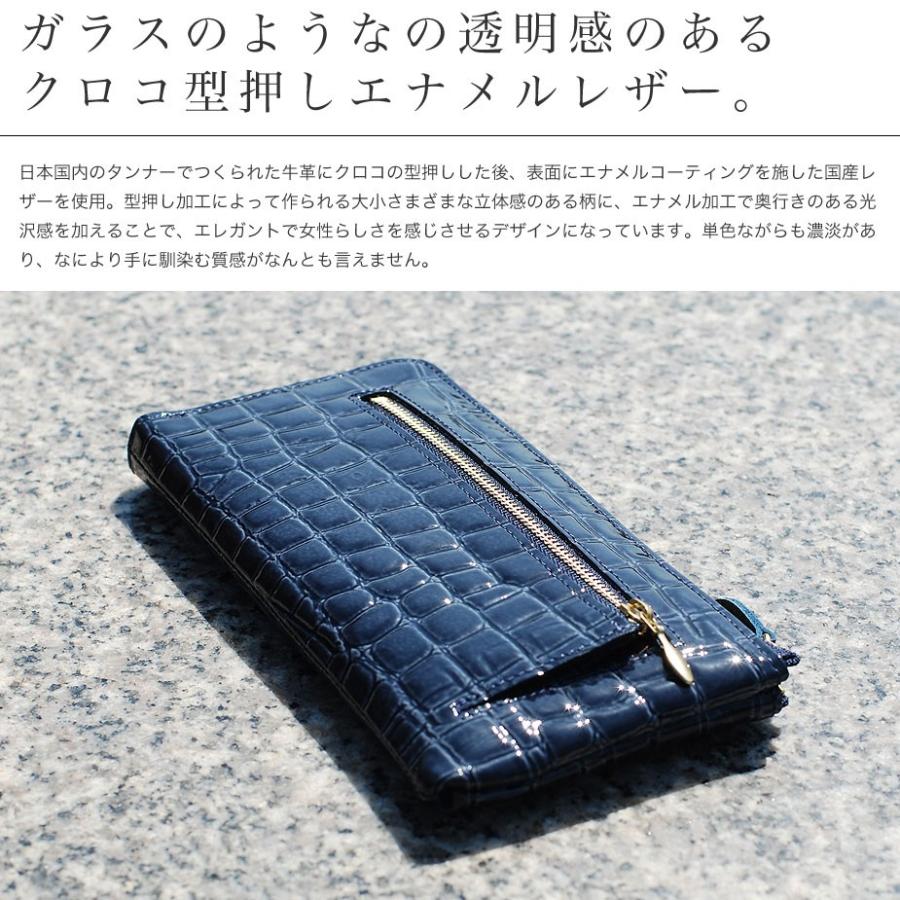 長財布 レディース lファス L字ファスナー 薄い クロコ 型押し エナメル 革 innocent Sac イノセントサック レザー 日本製｜osaifuyasan｜11