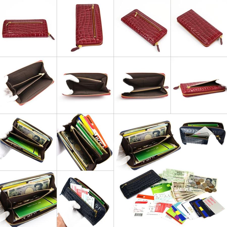 長財布 ラウンドファスナー 薄型 クロコ 型押し エナメル 型押しレザー innocent Sac イノセントサック 本革 牛革 日本の革 日本製 長財布 ラウンドファスナー 薄型 クロコ 型押し エナメル 型押しレザー