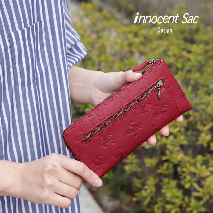 長財布 L字ファスナー 薄型 猫柄 型押しレザー Cat ネコ Innocent Sac イノセントサック 本革 牛革 姫路レザー 日本の革 日本製 レディース 薄い Is おさいふやさん 通販 Yahoo ショッピング