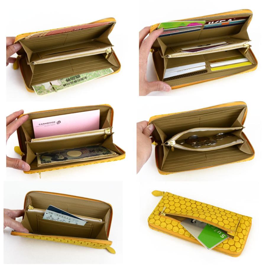 長財布 ラウンド財布 ラウンドファスナー ラウンドジップ ハニカム柄