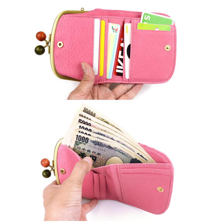 がま口財布 二つ折り財布 がま口 がまぐち ハーフウォレット 丸木玉 花